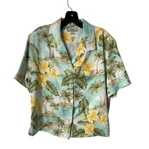 Vintage 90's Tommy Bahama Women's Silk Hawaiian Shirt Size M